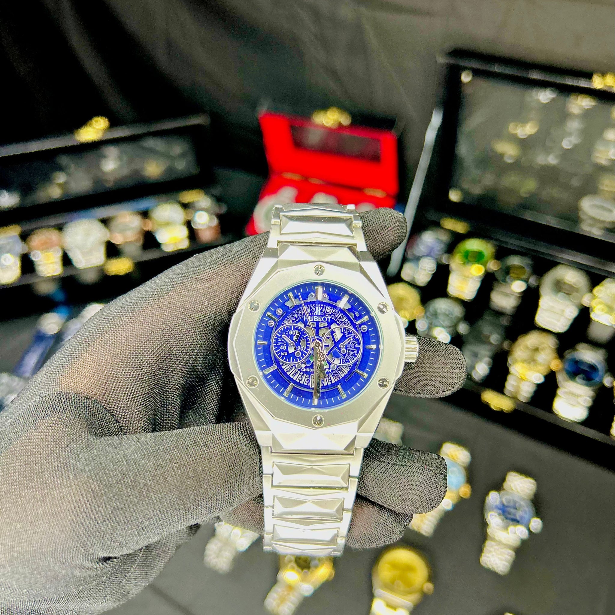 HB-Diamond Cut|Date Adjustment | Texture chain Watch