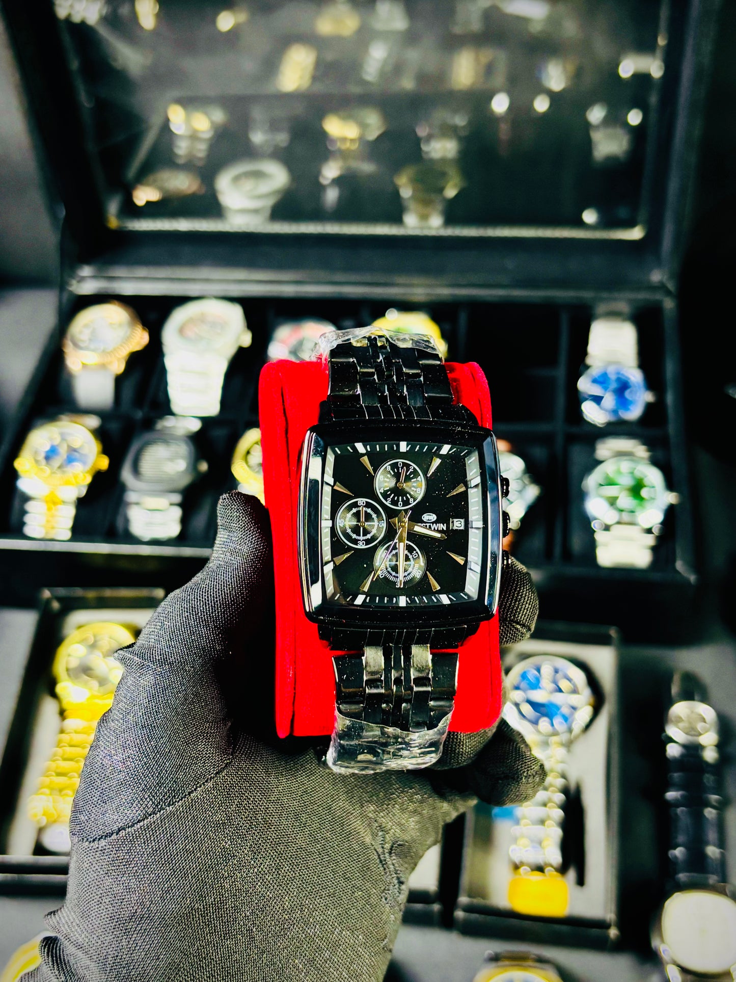 “Men’s LOBO watch styled with smart casual outfit”