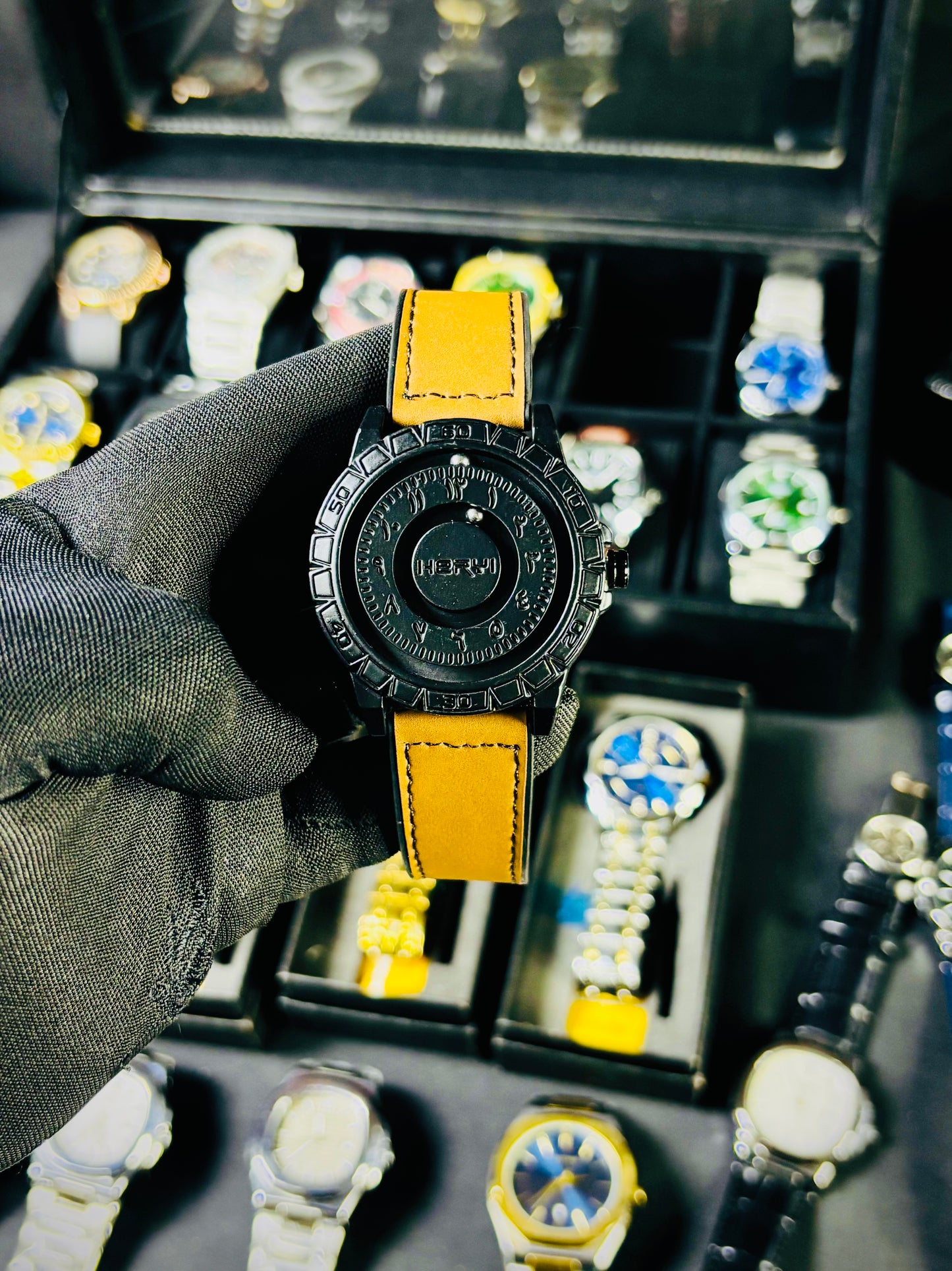 " Bearing Magnetic Watch 2025 men’s watch with black silicon strap”