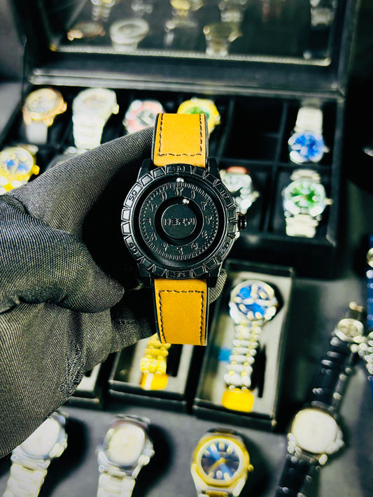 " Bearing Magnetic Watch 2025 men’s watch with black silicon strap”