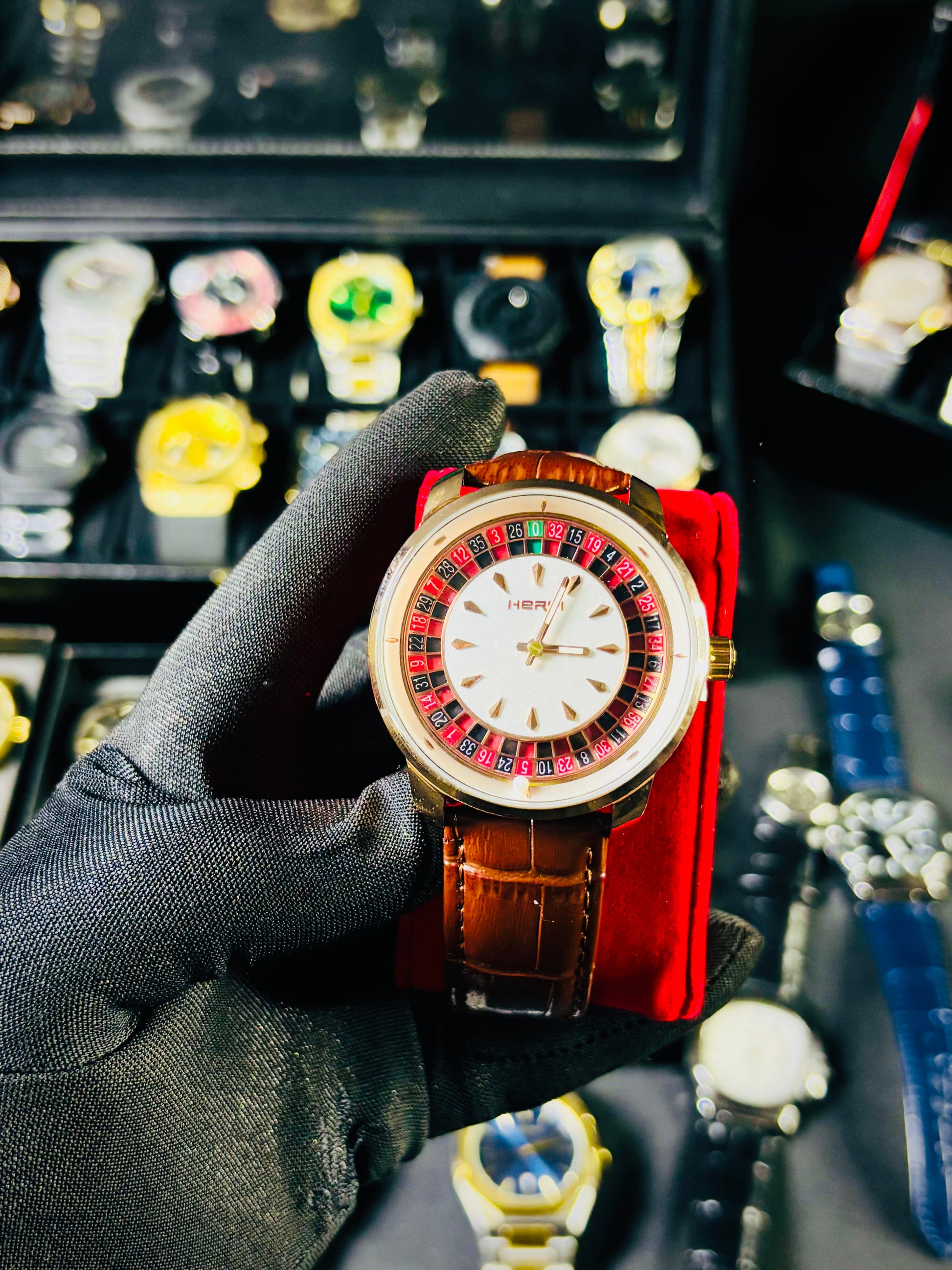 "Spécial Casino Royale men’s luxury watch on display”