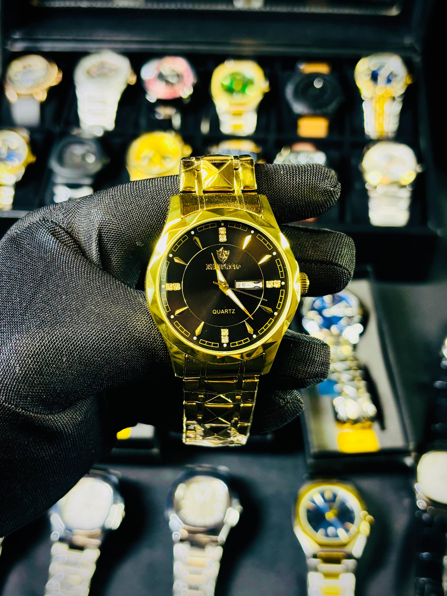 “Elegant Swiss-inspired watch with detailed dial and date window”